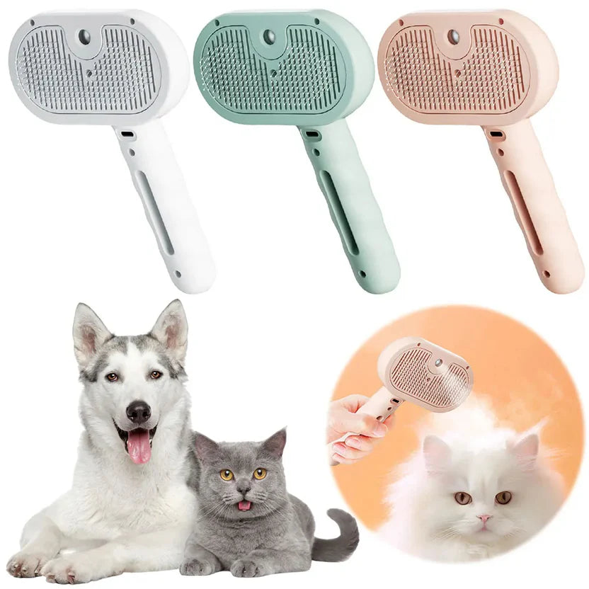 🐾 Brosse vapeur 2-en-1 pour chiens et chats – élimine les poils et saletés en douceur