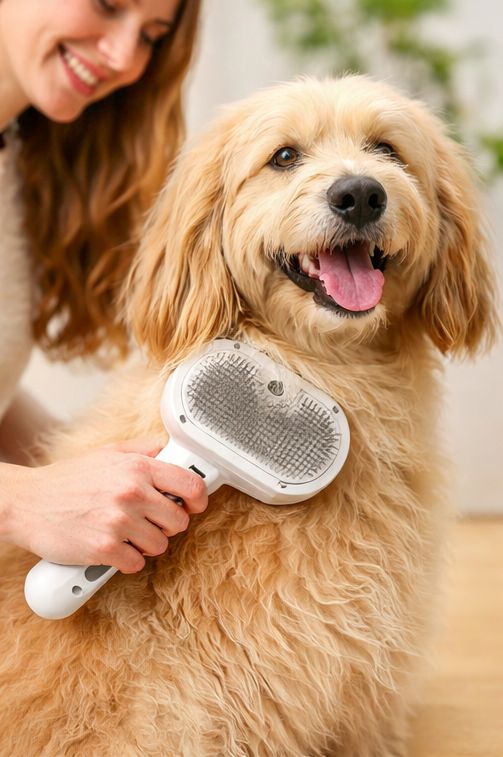 🐾 Brosse vapeur 2-en-1 pour chiens et chats – élimine les poils et saletés en douceur