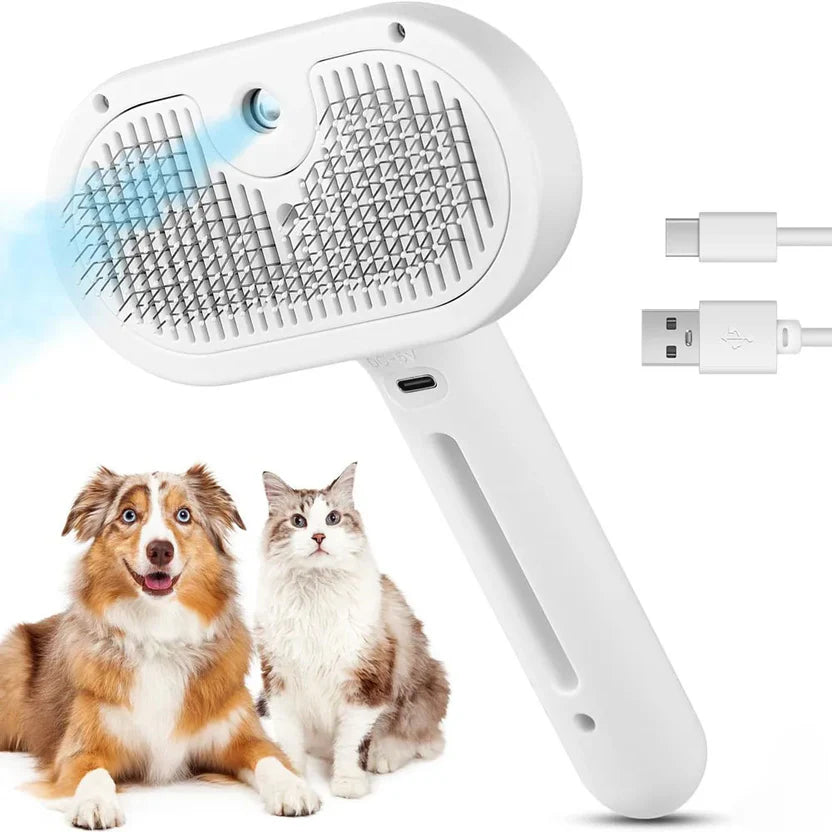 🐾 Brosse vapeur 2-en-1 pour chiens et chats – élimine les poils et saletés en douceur